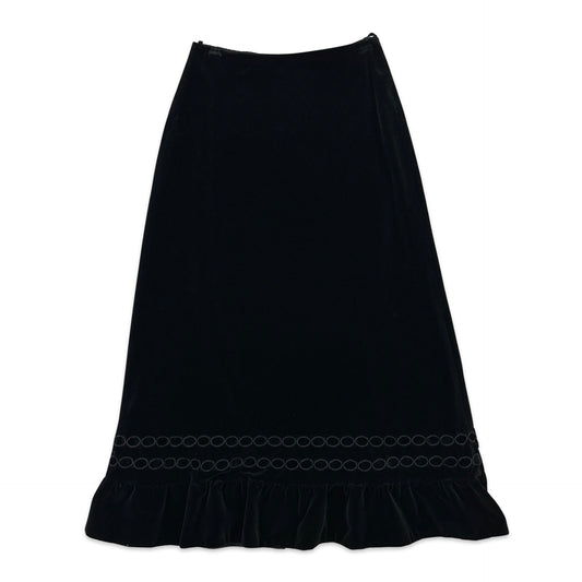 80s Vintage Vera Mont Black Velour Velvet Skirt 10