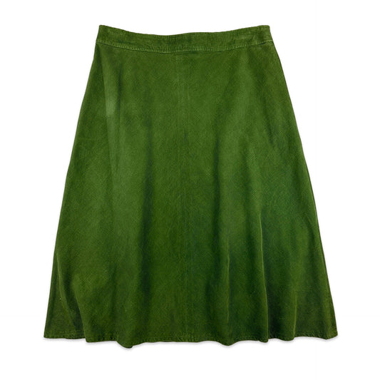 70s Vintage Green Corduroy Skirt 12/14