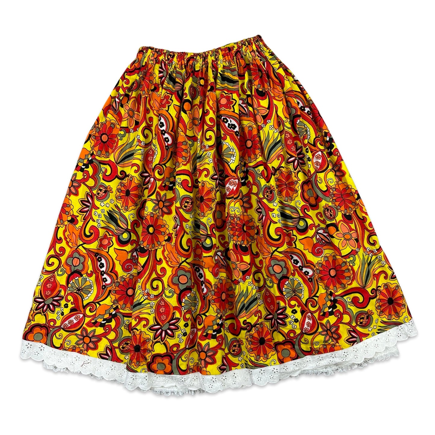 70s Style Vintage Patterned Midi Skirt 8/10