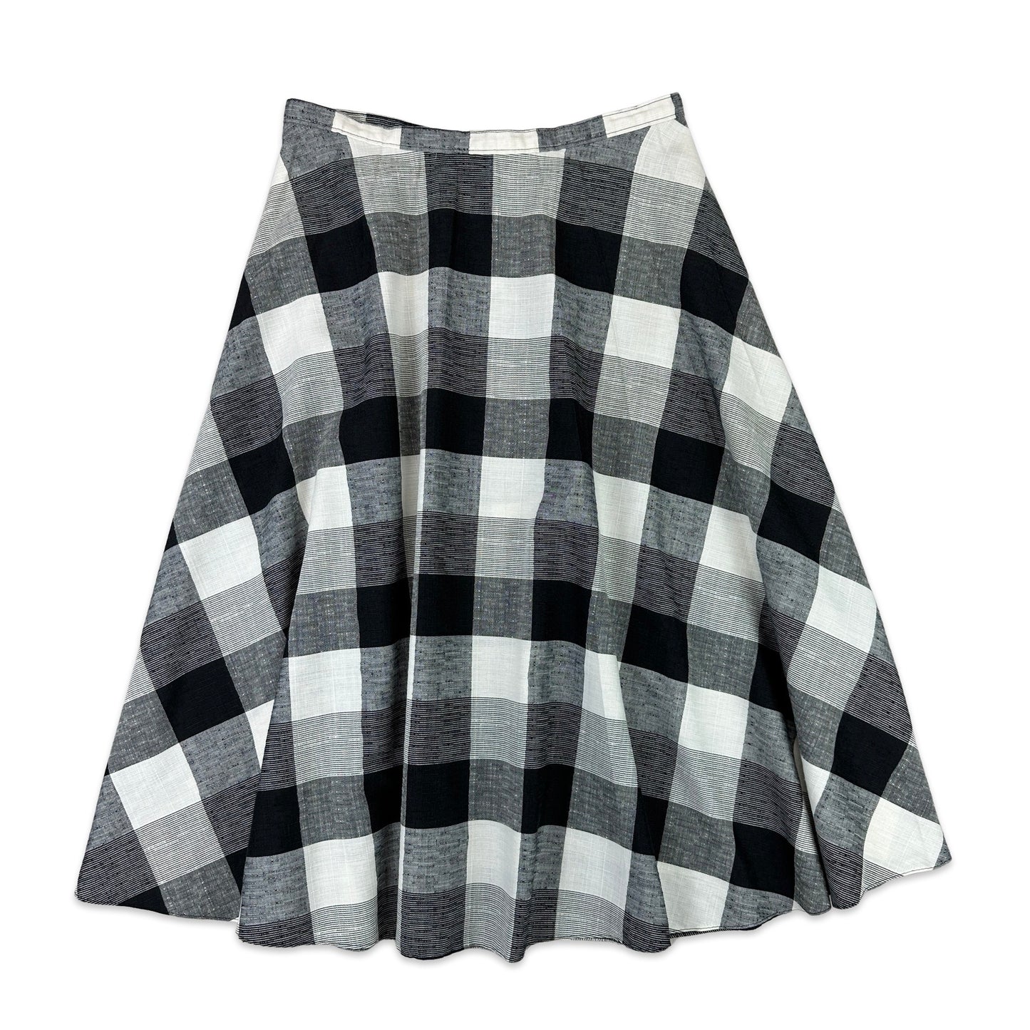 Vintage Black & White Check Midi Skirt 14