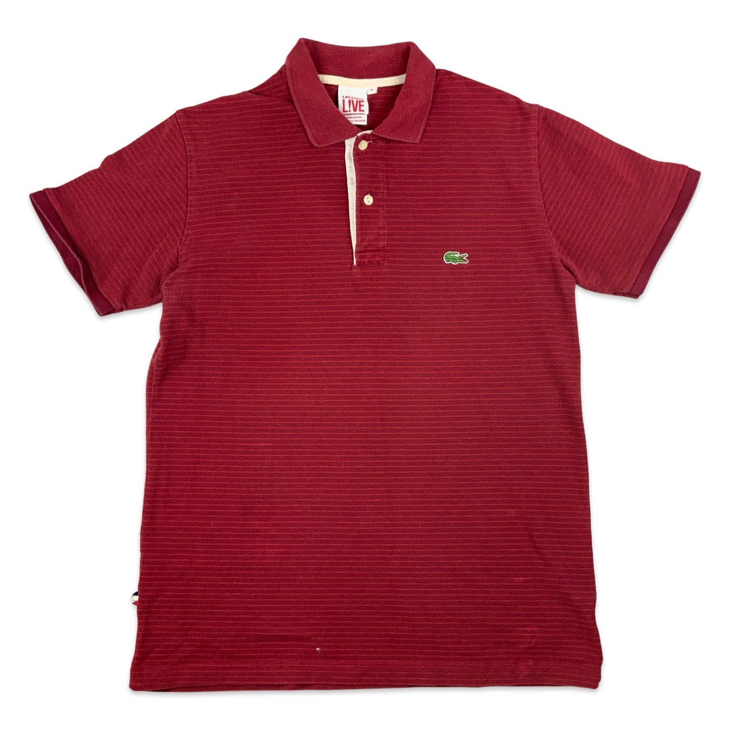 Lacoste Red Striped Polo Shirt M L