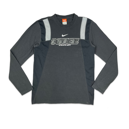 Nike Grey Long Sleeved Spell Out Tee S M