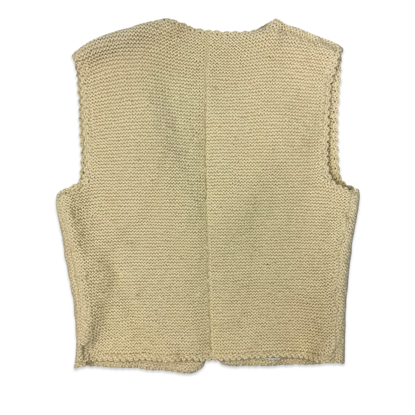 Vintage Alpine Cream Knitted Wool Waistcoat 6 8