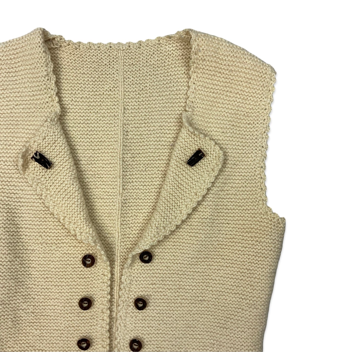 Vintage Alpine Cream Knitted Wool Waistcoat 6 8
