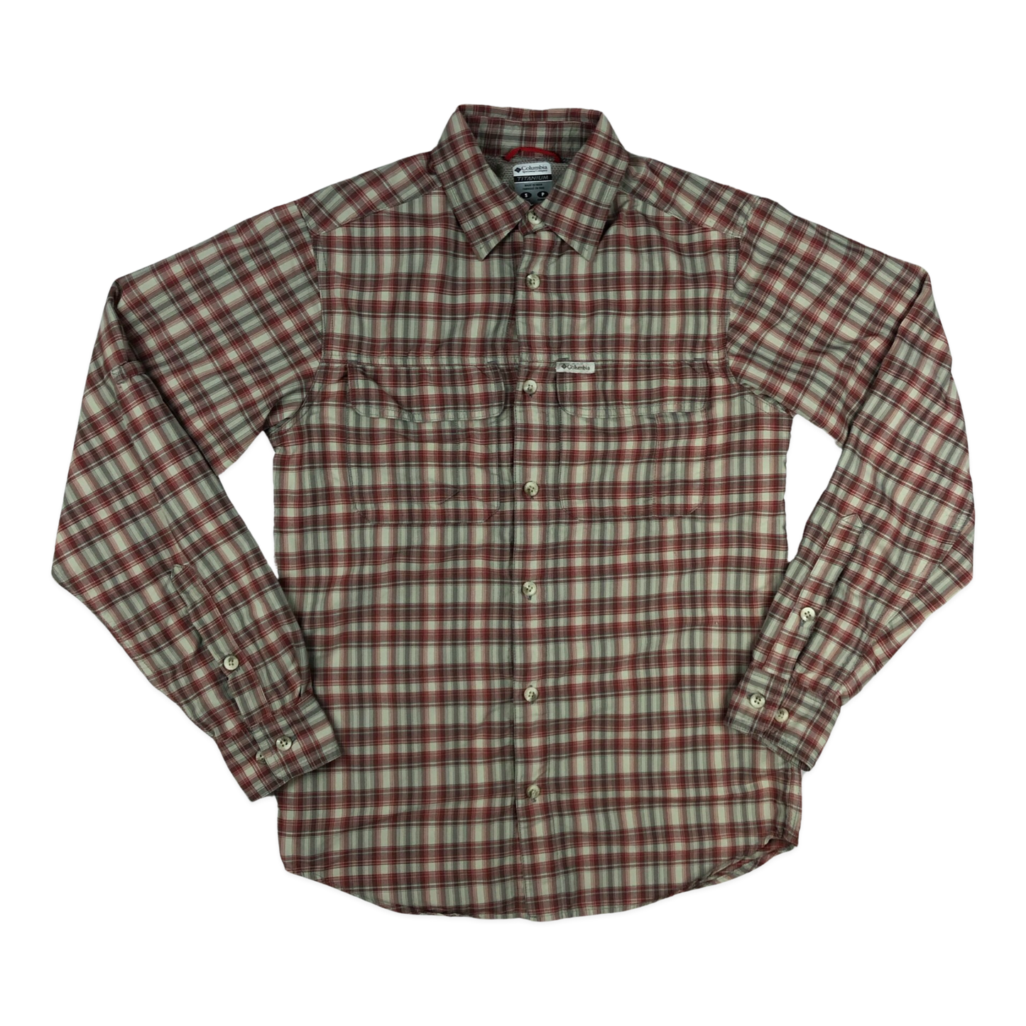Vintage Columbia White and Red Plaid Shirt S