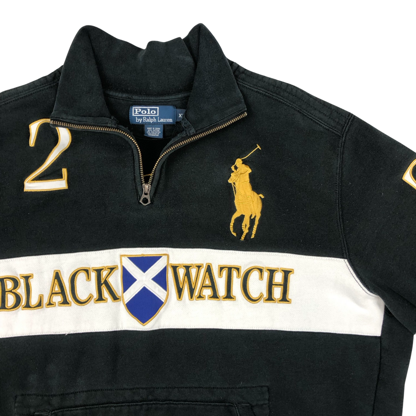 Vintage Ralph Lauren Black 1/4-zip Sweatshirt XL XXL