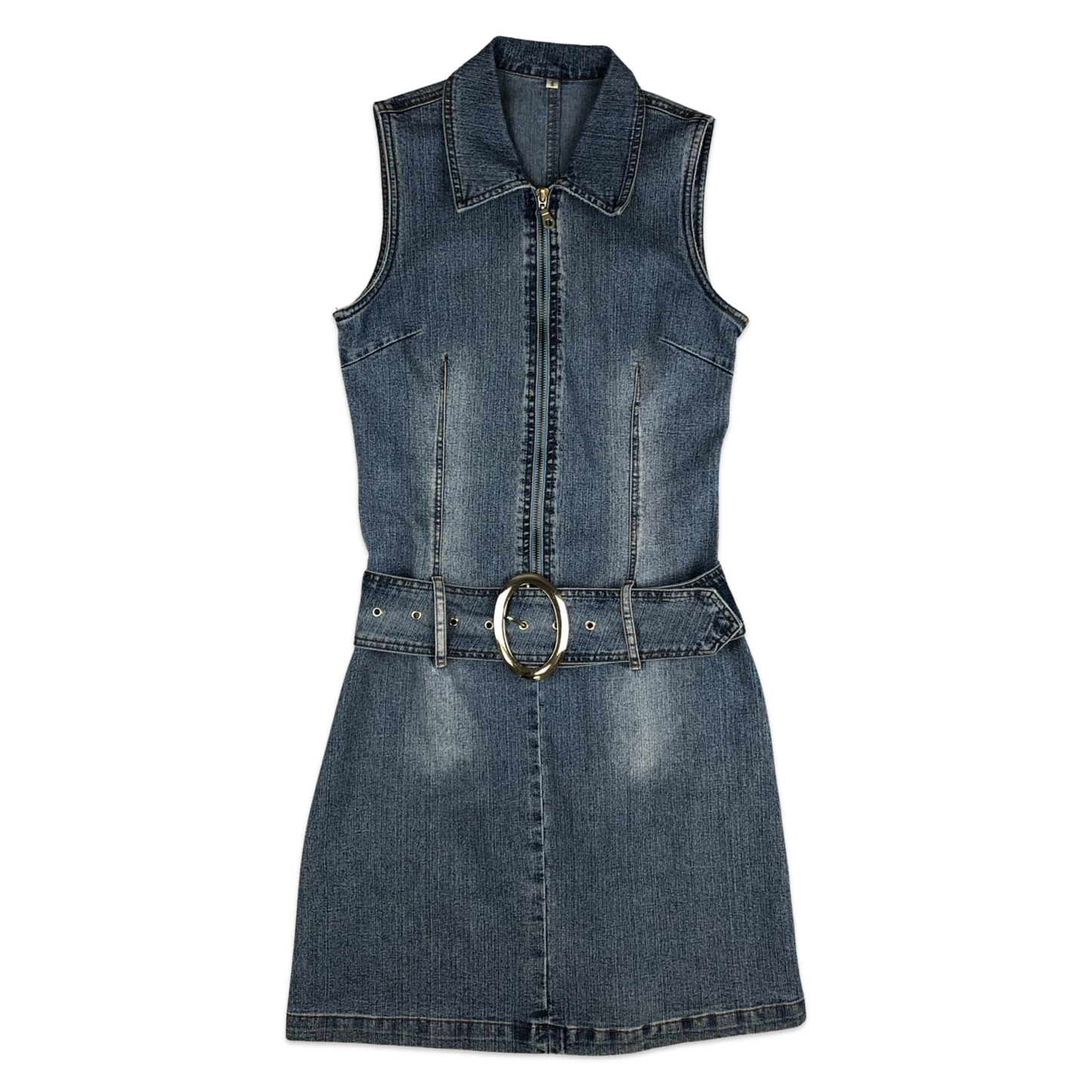 Vintage 90s Y2K Sleeveless Stonewash Denim Dress 10