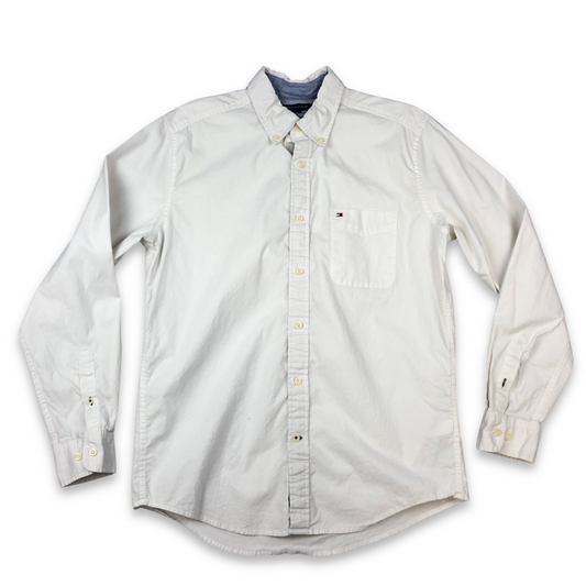 Vintage Tommy Hilfiger Plain White Cotton Shirt L