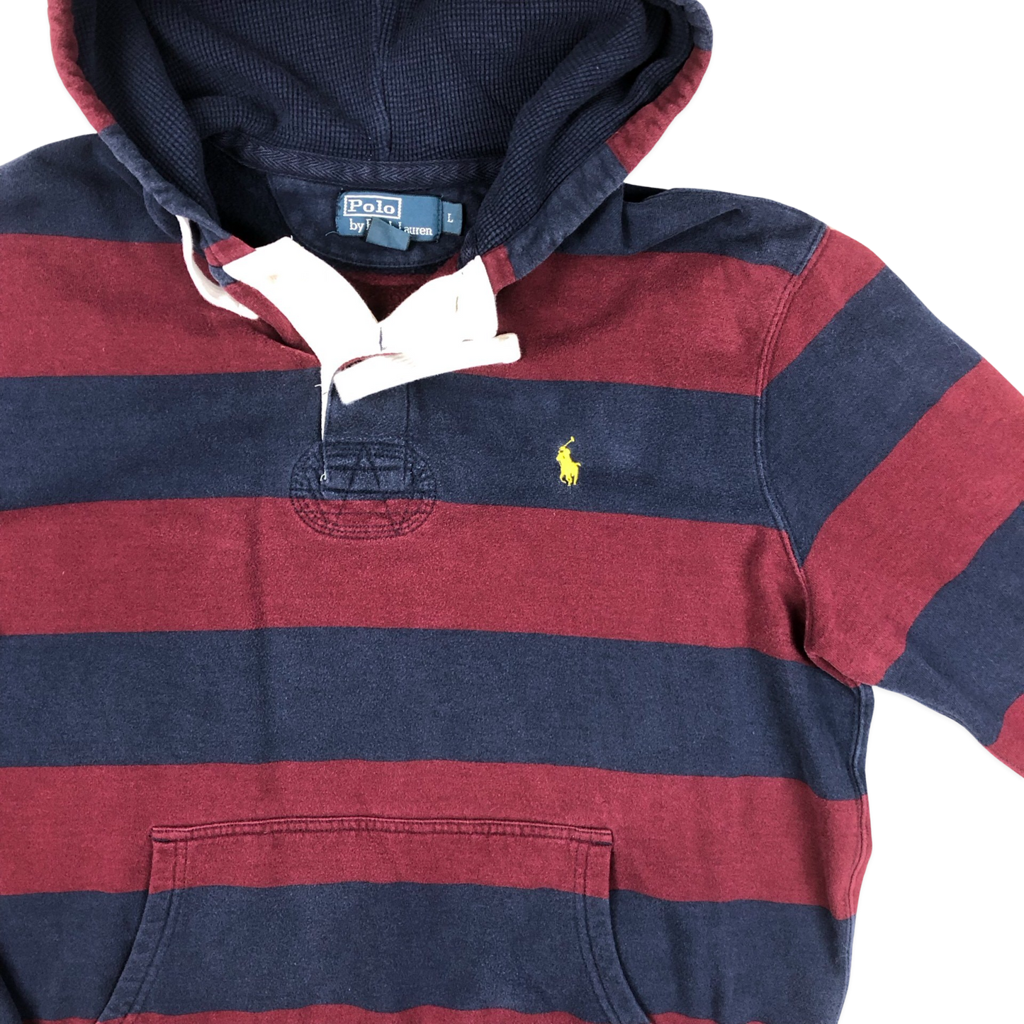 Vintage Ralph Lauren Blue and Purple Striped Hoodie XL
