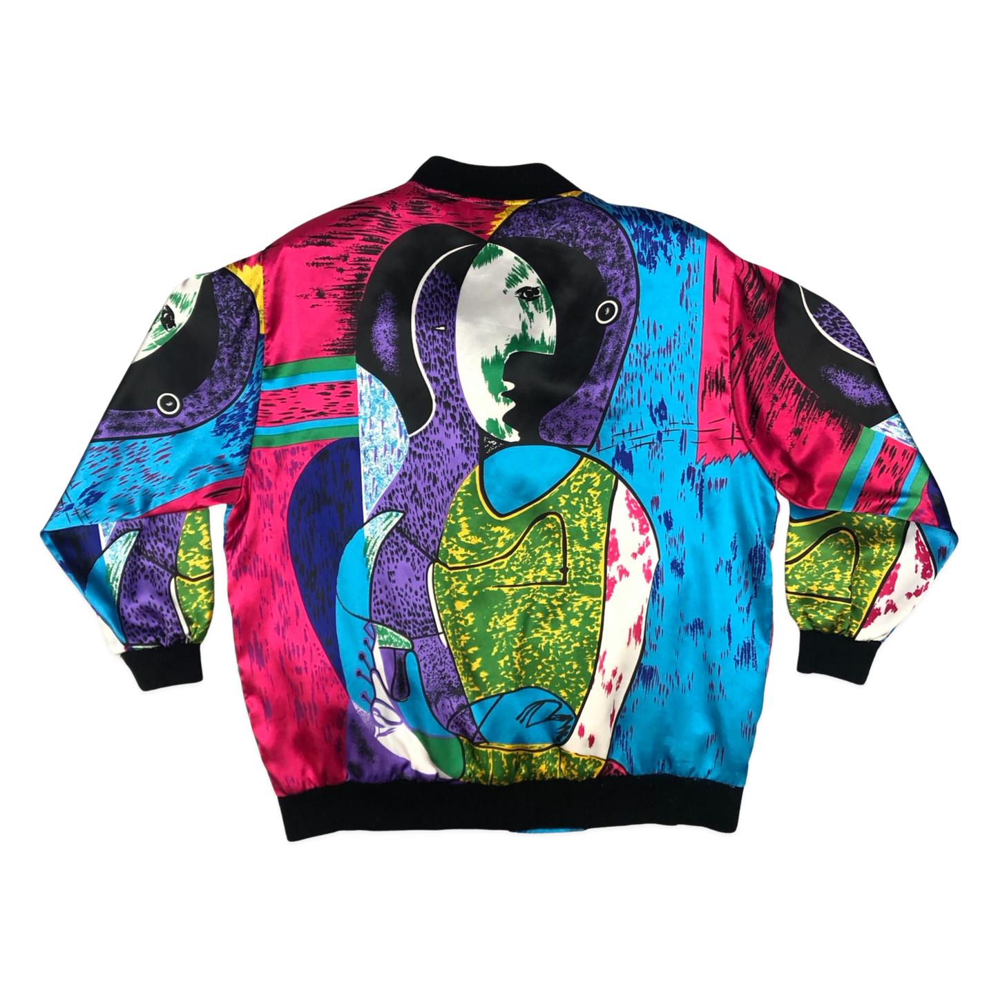 Vintage 80s 90s Crazy Pattern Bomber XL