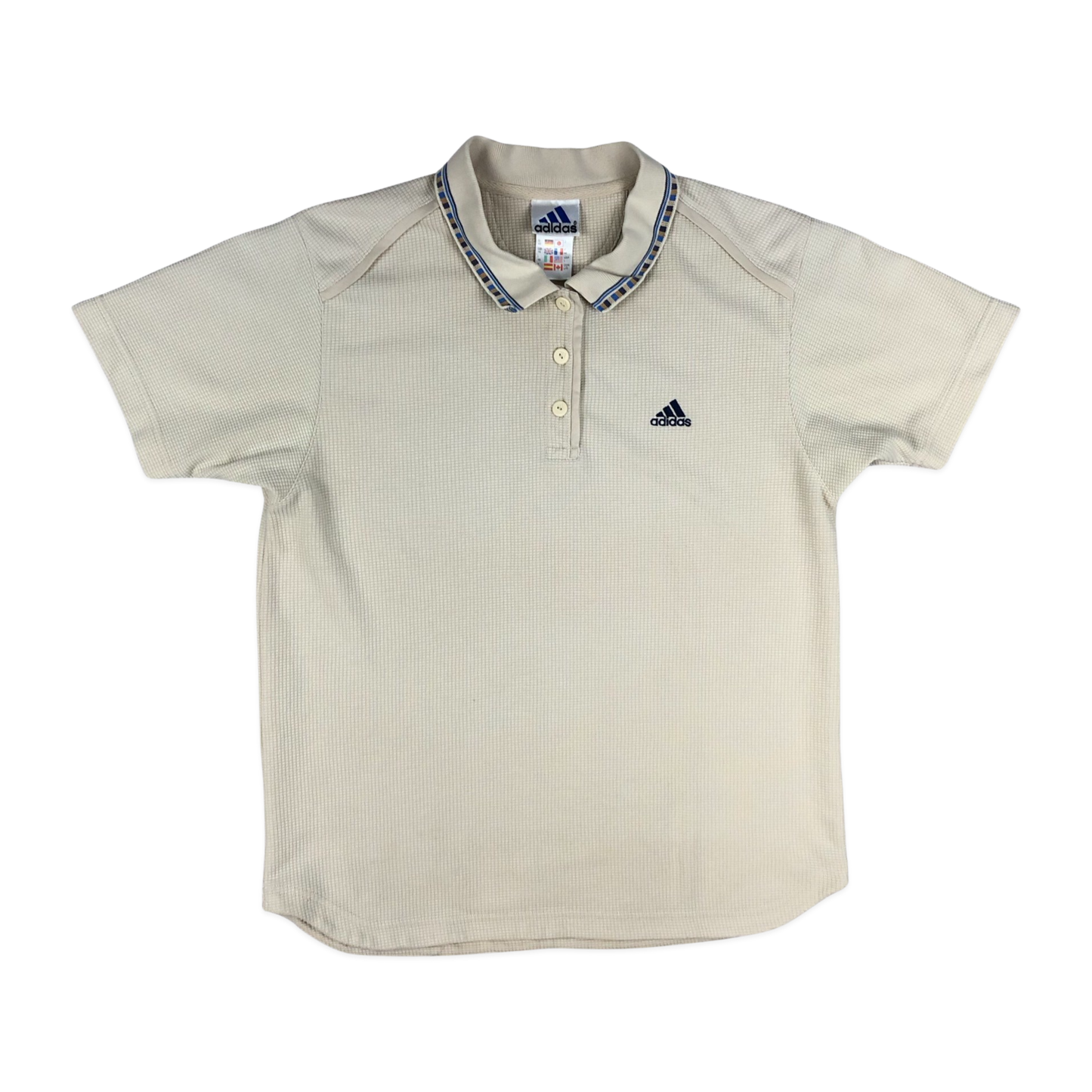 Vintage 90s Y2K Adidas Beige Polo Shirt M