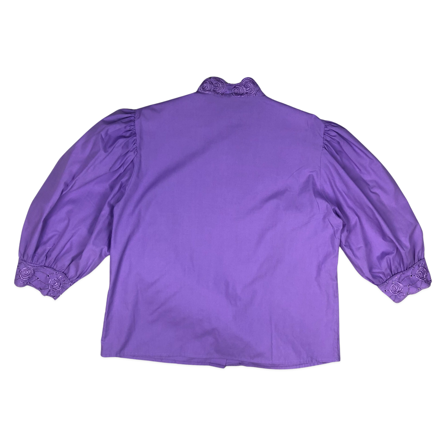 Vintage 80s Cottage Core Purple Blouse 16
