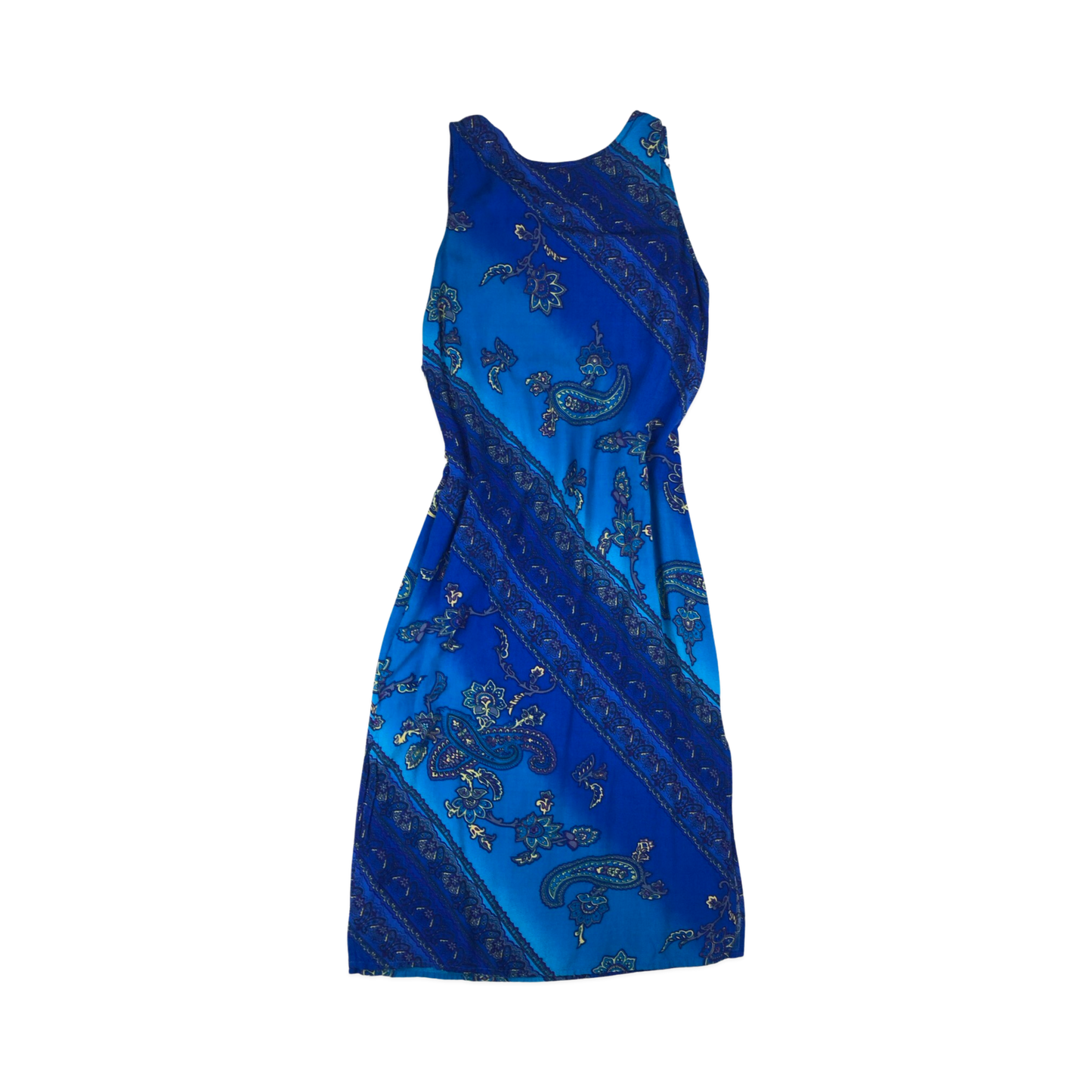 Vintage Blue Paisley Sleeveless Beach Dress 12