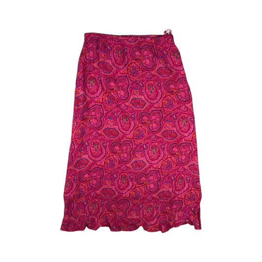 Vintage Boho Pink Paisley Print Skirt 14
