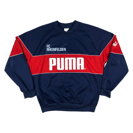 Vintage 70s Puma "FC Rheinfelden" Red and Navy Sweatshirt XL