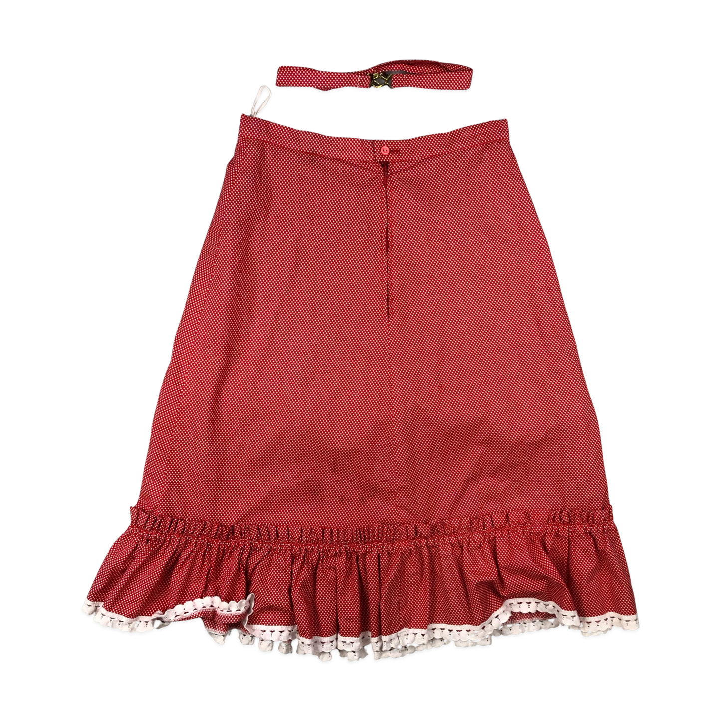Vintage 70s Red and White Polka Dot Skirt with Belt 8