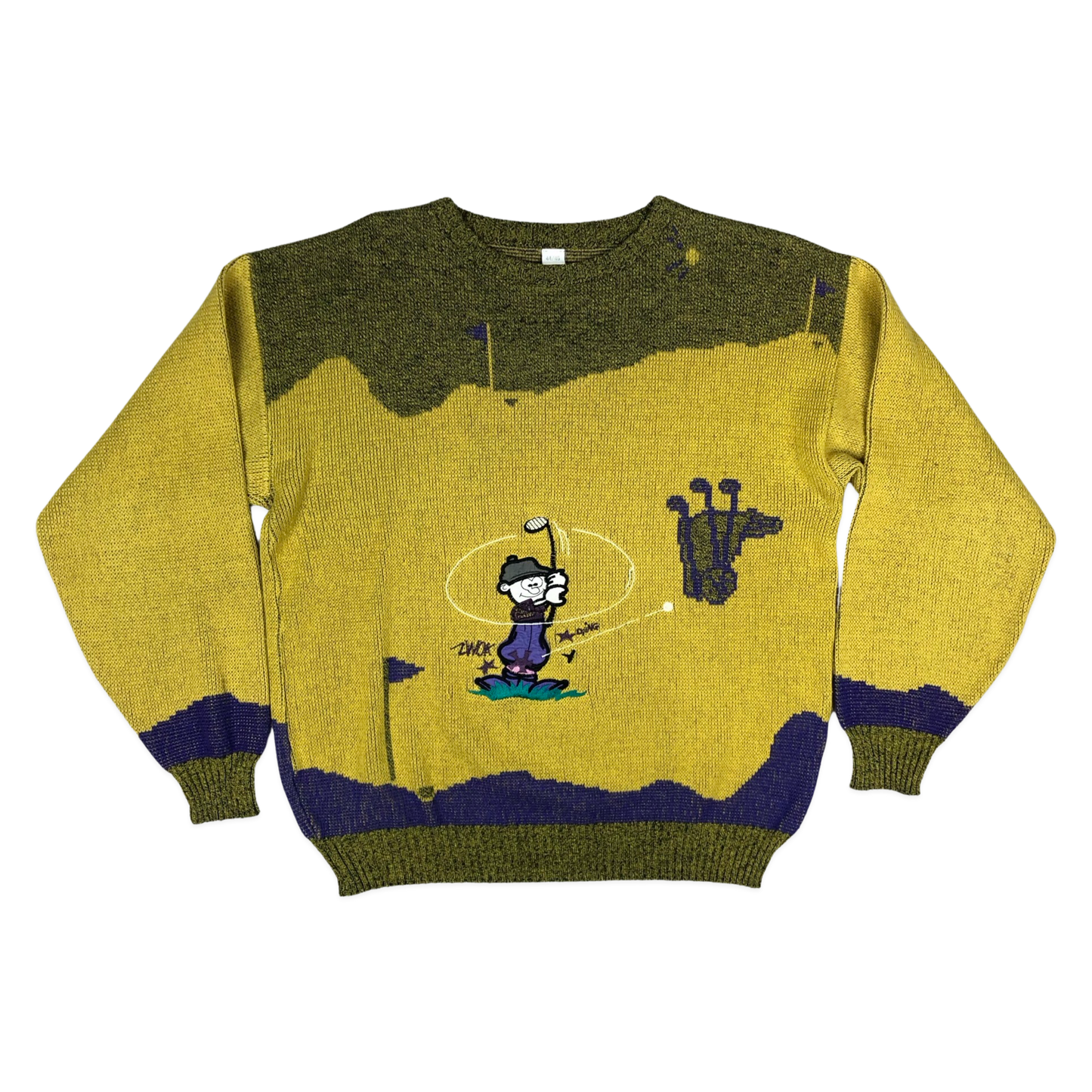 Vintage 80s Yellow Patterned Knit Jumper L