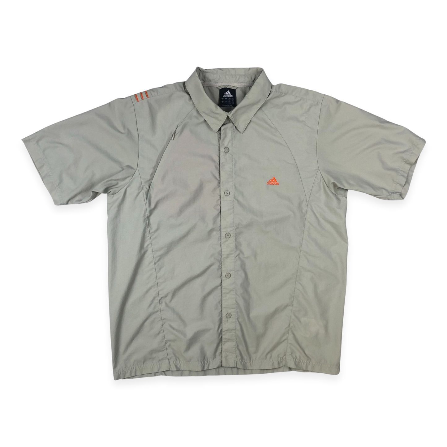 Vintage 00s Adidas Beige Button-up Shirt XL
