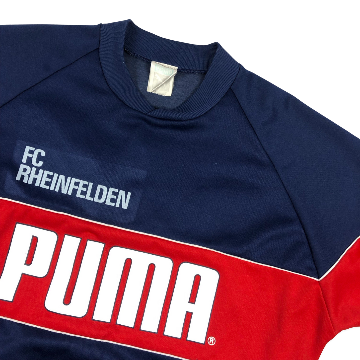 Vintage 70s Puma "FC Rheinfelden" Red and Navy Sweatshirt XL