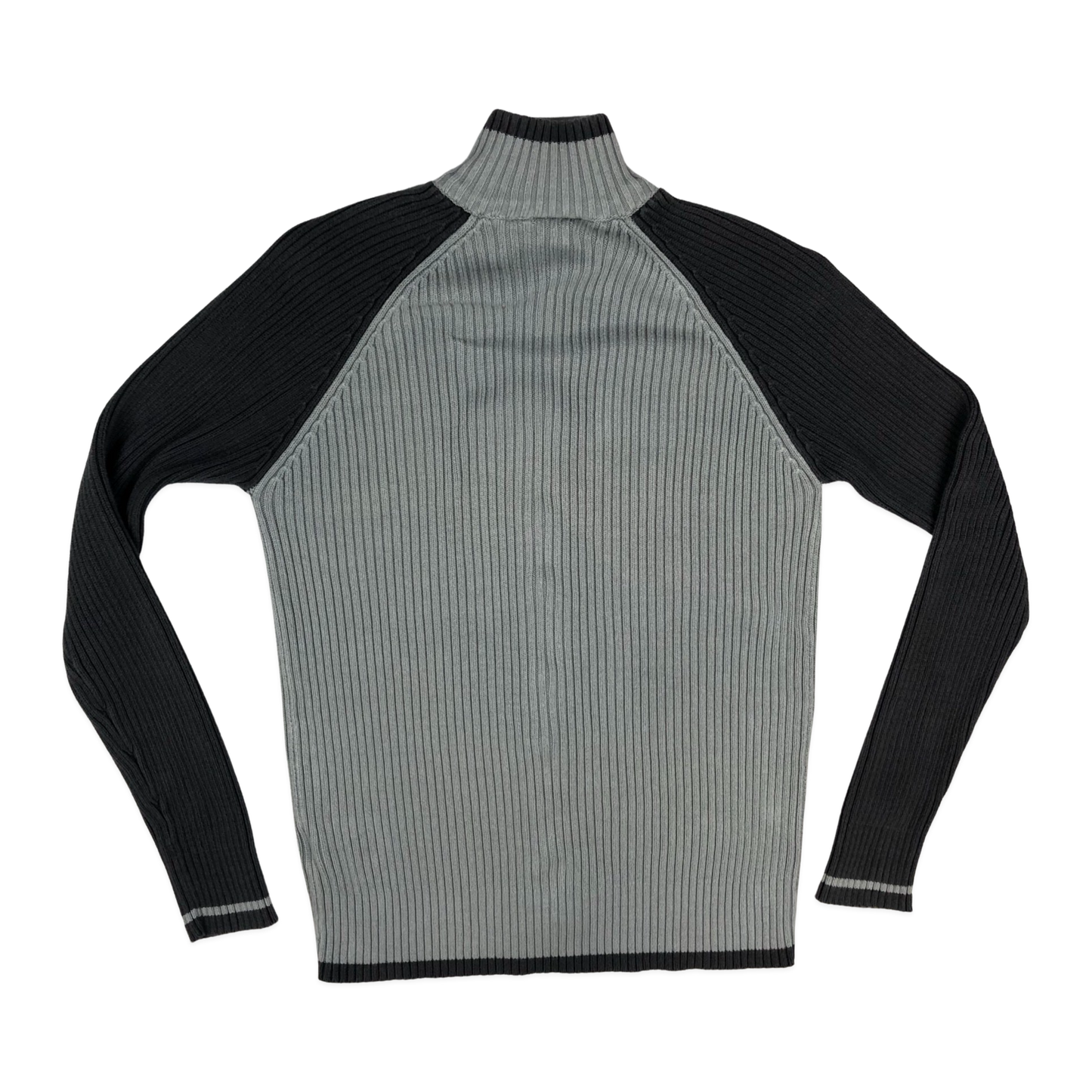 Vintage Y2K Zip-up Ribbed Knit Jumper S