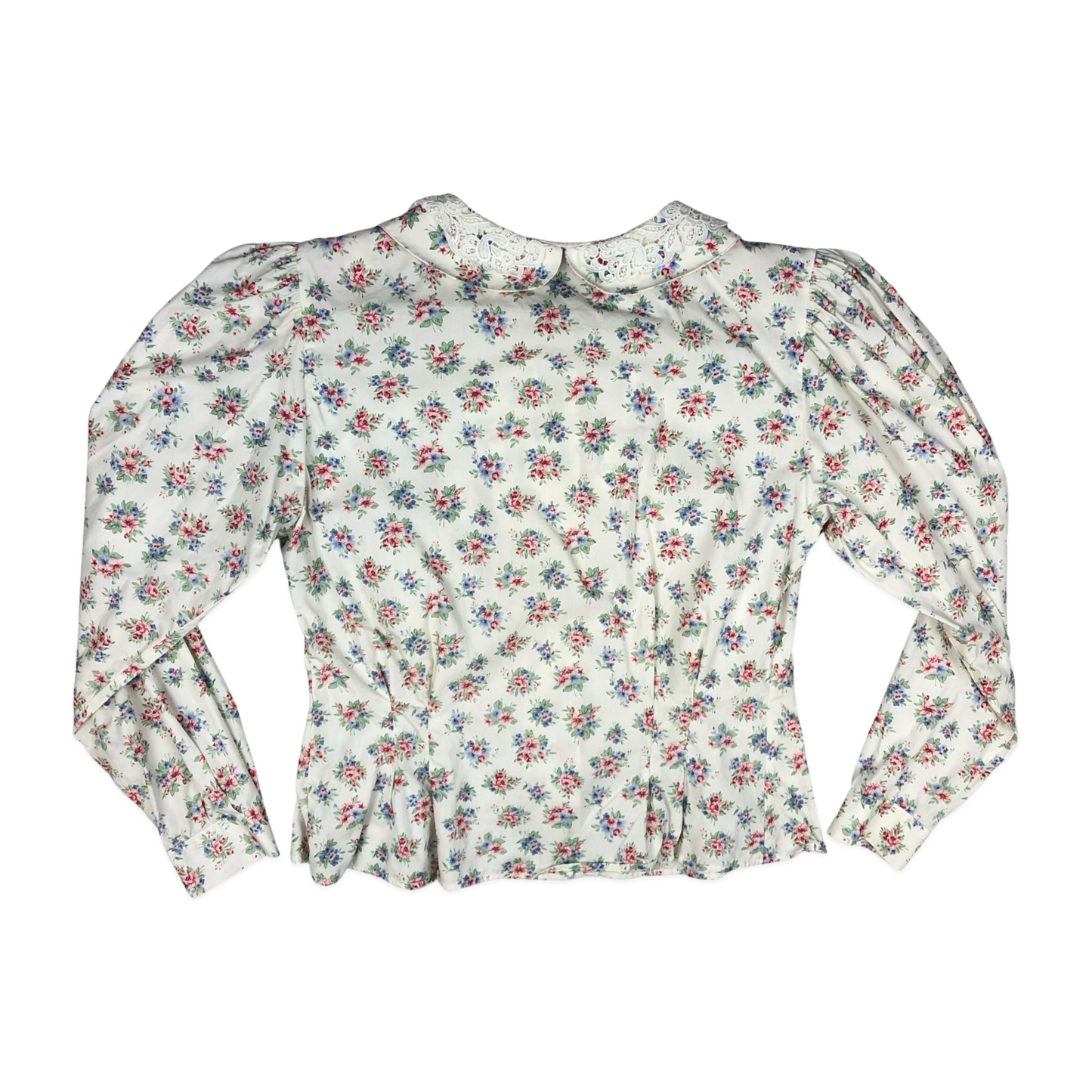 Vintage Floral Print White Blouse 14