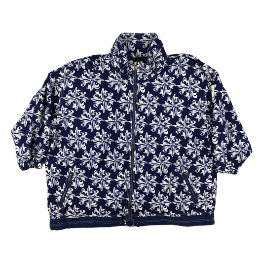 Vintage Adidas Abstract Pattern Navy and White Windbreaker 3XL