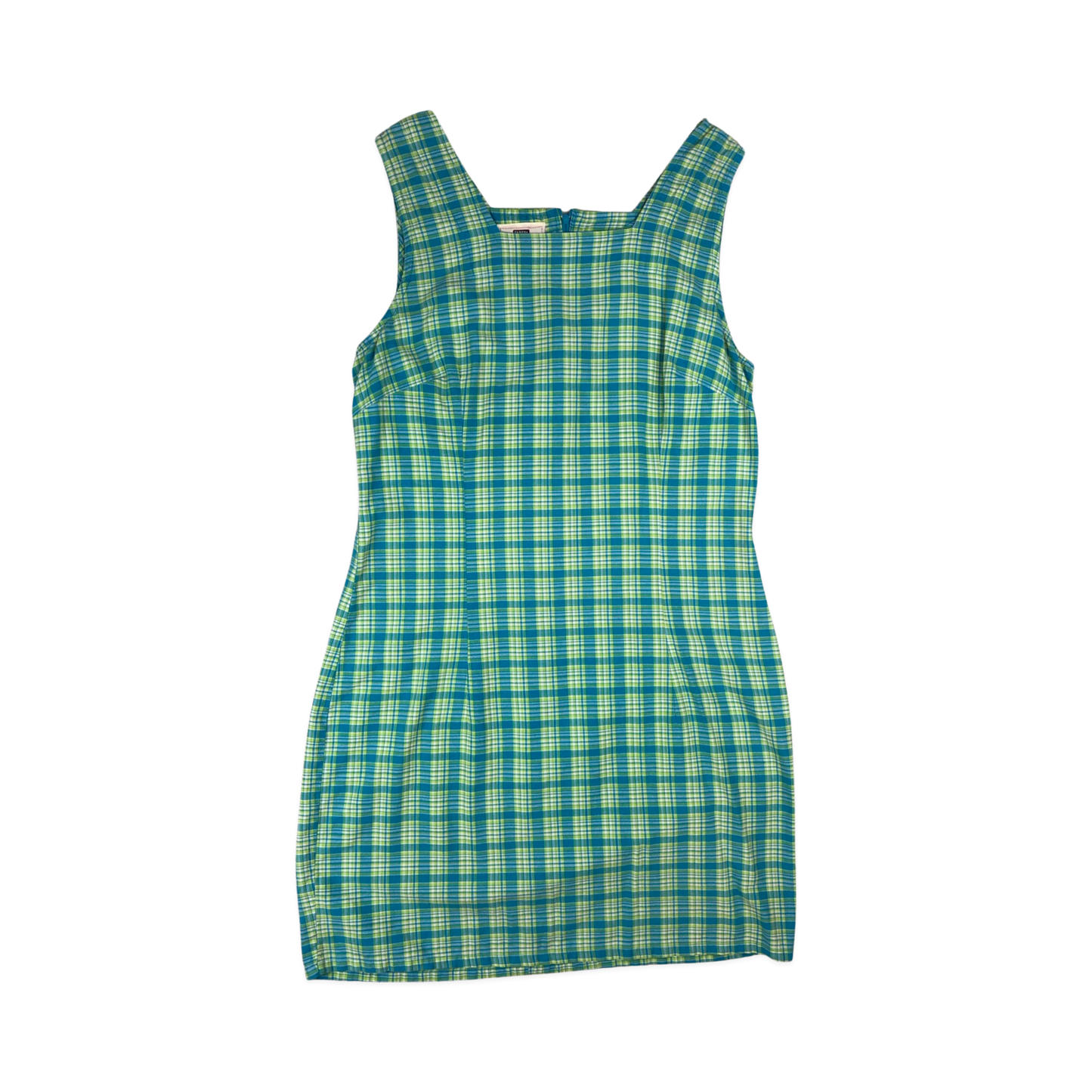 Vintage Green Plaid Sleeveless Dress 10