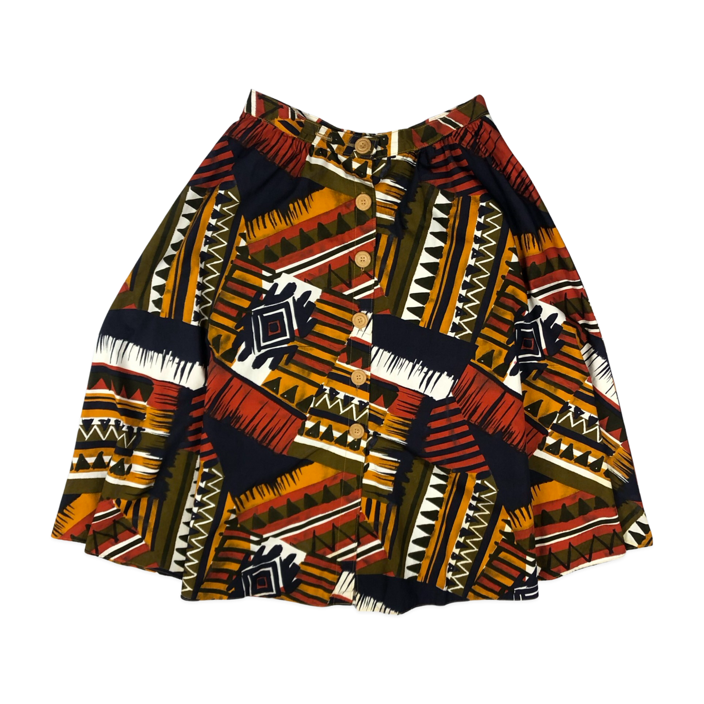 Vintage 80s 90s Abstract Print Button down Skirt 12
