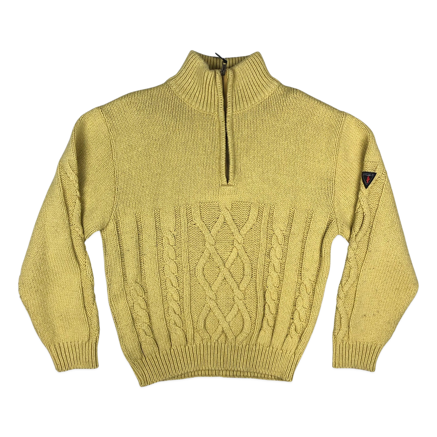 Vintage 80s 1/4-zip Beige Cable Knit Jumper XXL