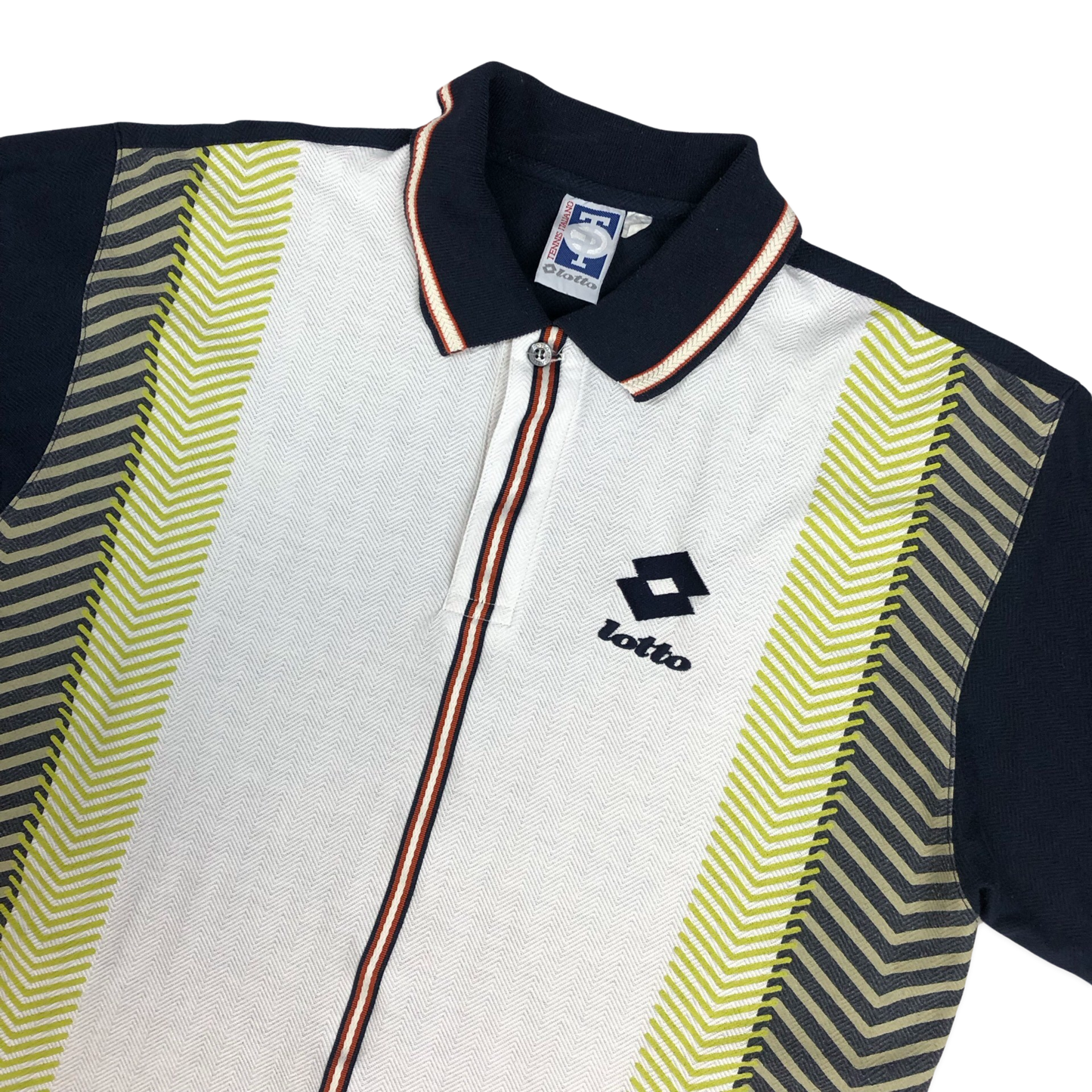 Vintage 80s 90s Lotto White, Green, and Navy Polo Shirt XL