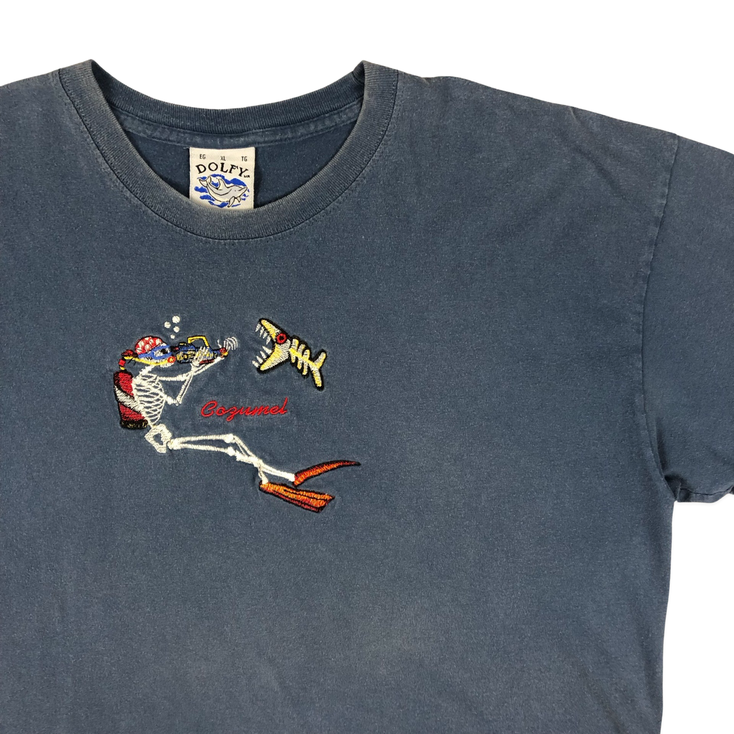 Vintage Navy Embroidered Cozumel Tourist Tee XL