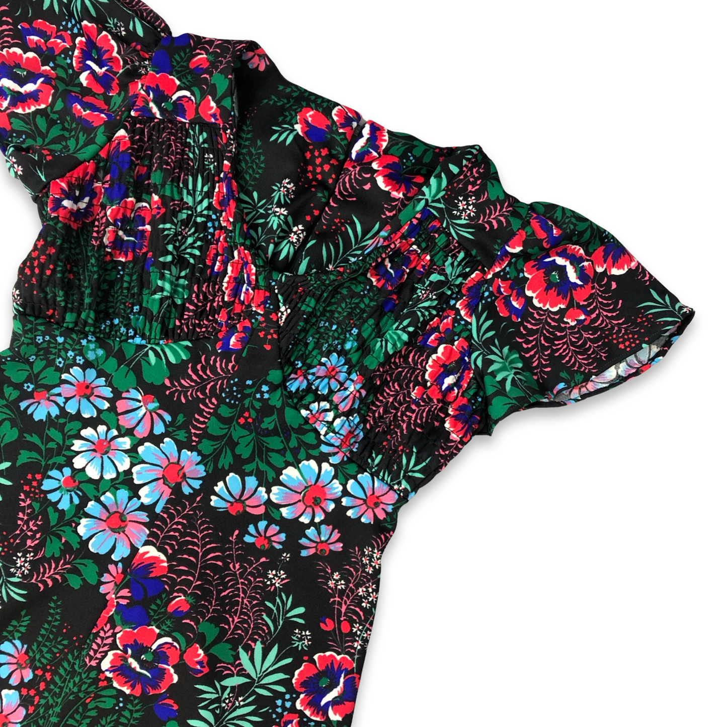 Vintage 70s Black Floral Maxi dress Size 16