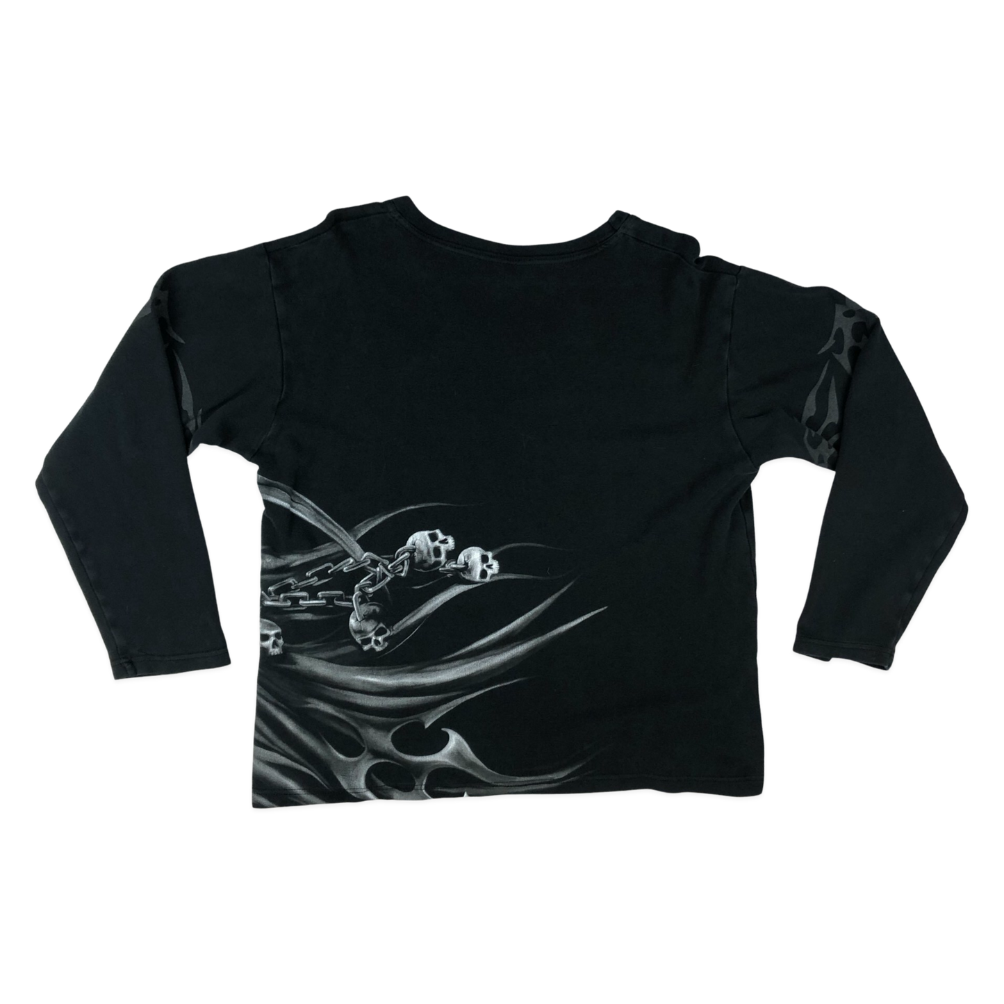 Vintage Black Grim Reaper Long-sleeved Graphic Tee L