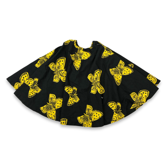 Vintage Viscose Black and Yellow Butterfly Print Midi Skirt 6