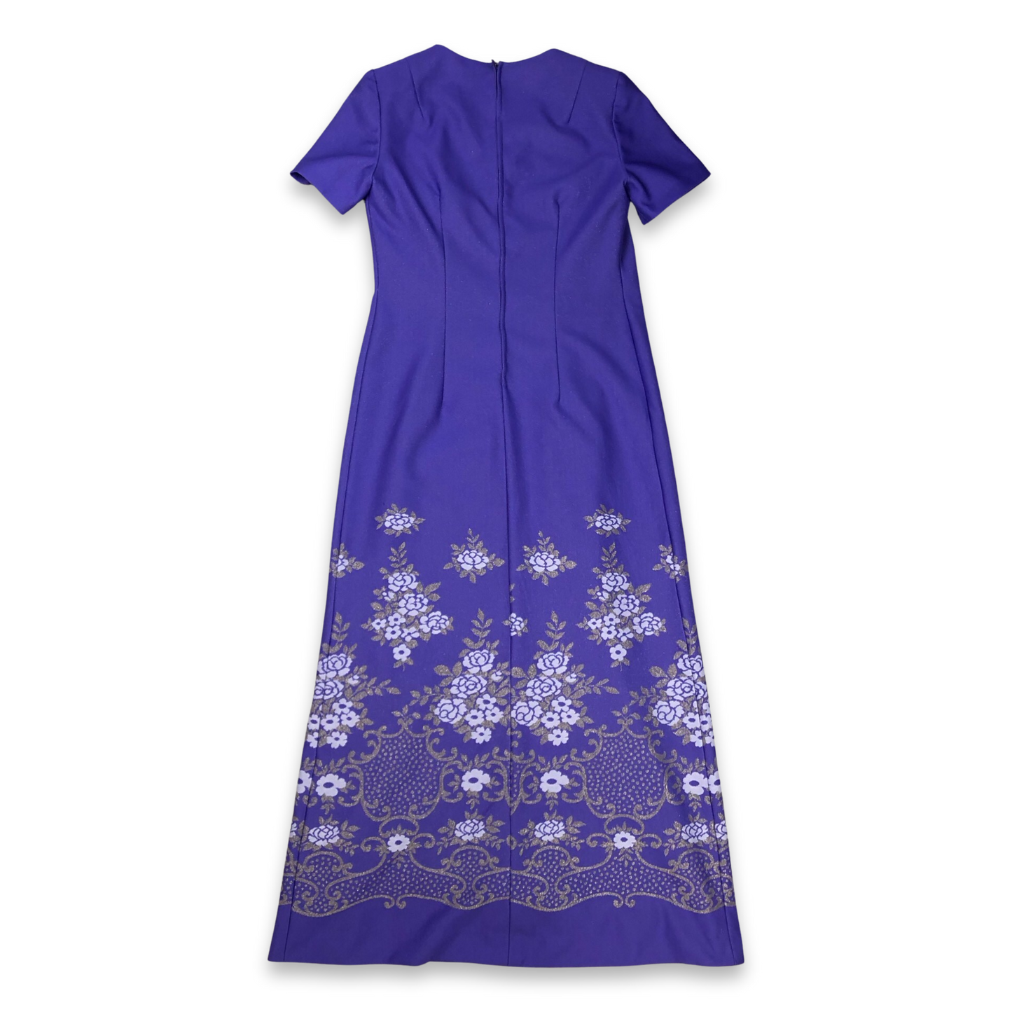 Vintage 70s Lilac Floral Maxi Dress 12