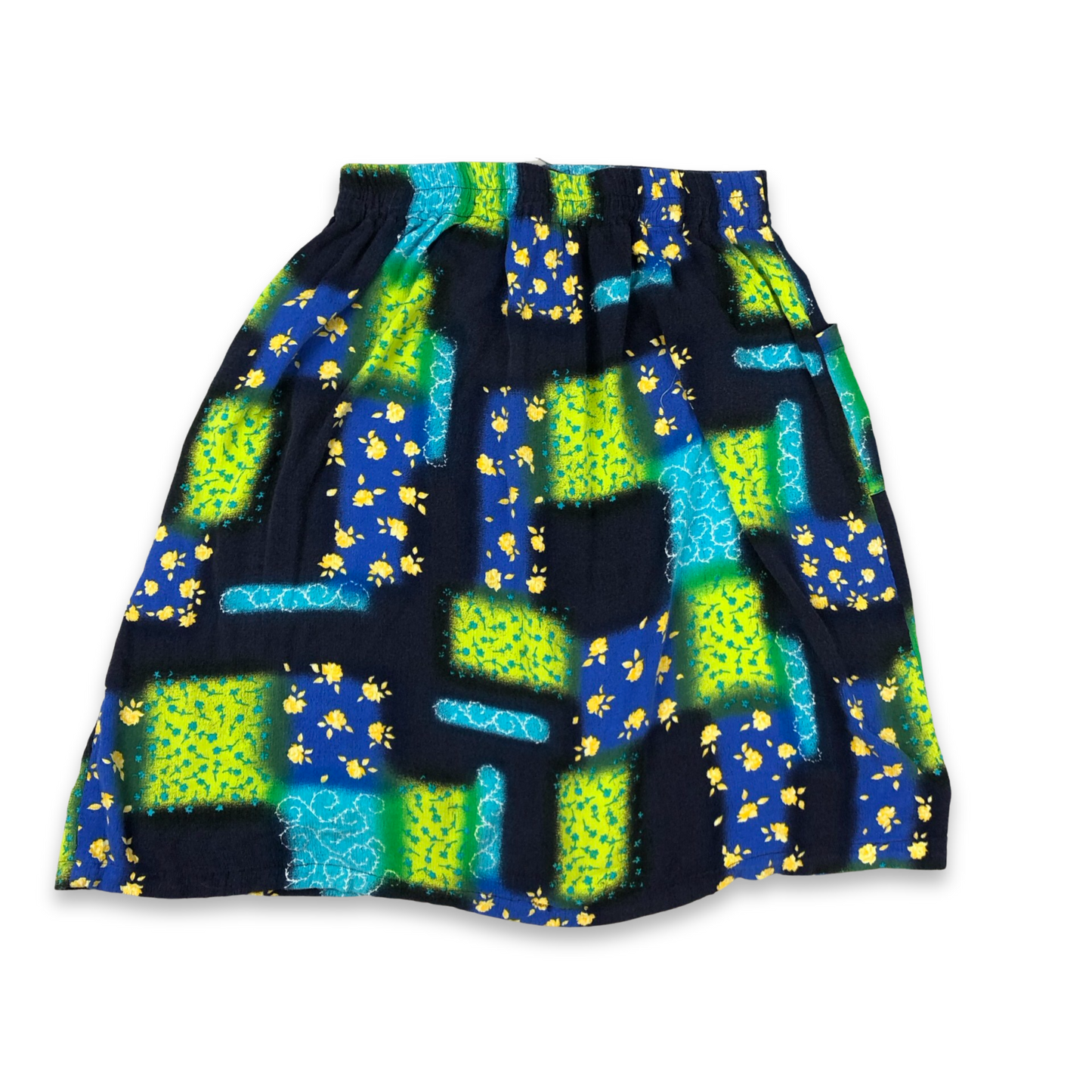 Vintage Abstract Pattern Viscose Button-up Midi Skirt 14 16