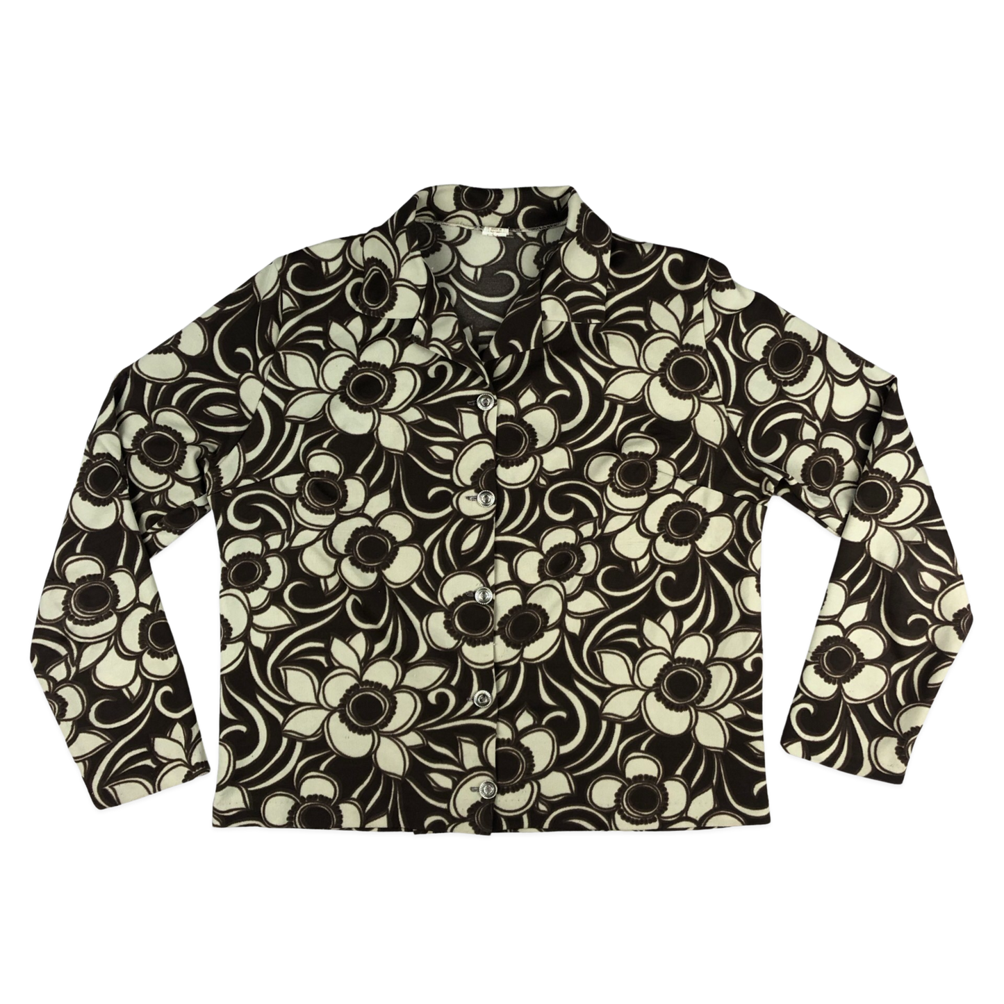 Vintage 70s Brown Floral Blouse 12