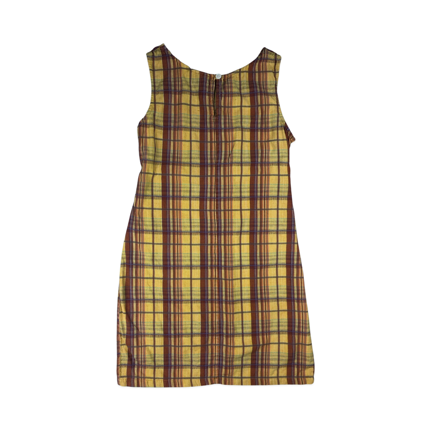 Vintage Brown Plaid Sleeveless Dress 10