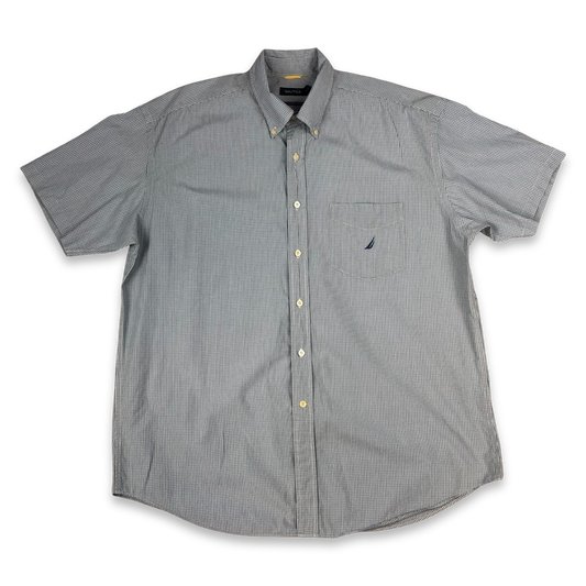Vintage Nautica Blue and White Plaid Short Sleeve Shirt 4XL