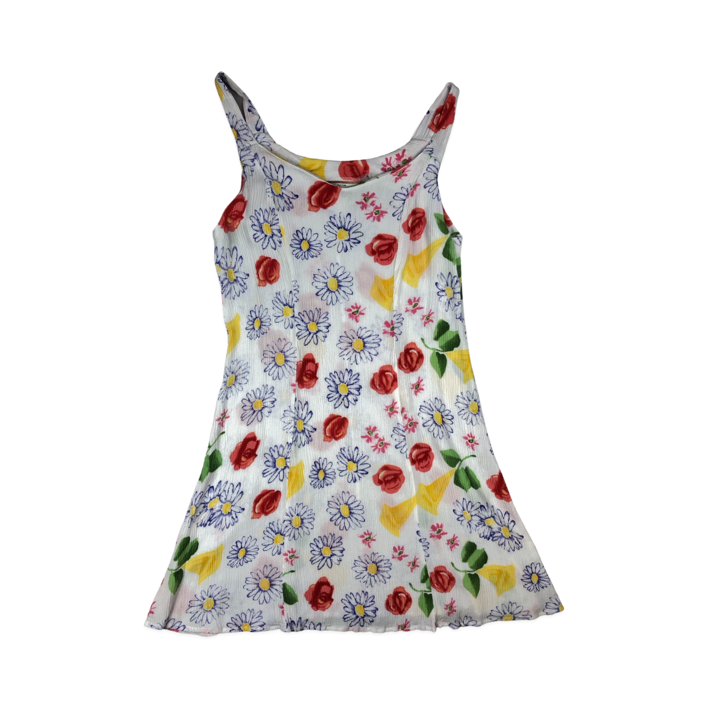 Vintage 80s 90s Floral Print Sleeveless Dress 12-14