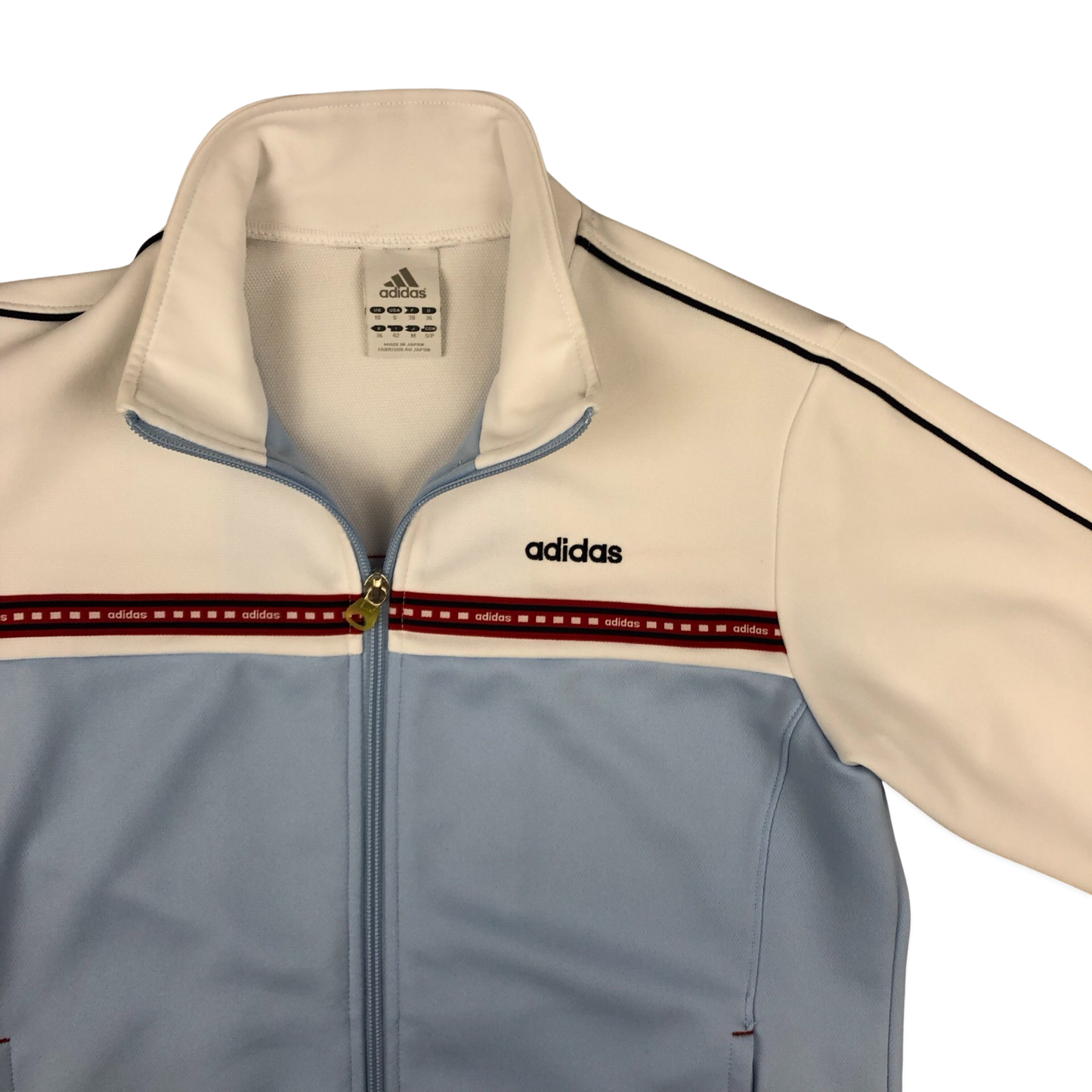 Vintage 00s Adidas White and Baby Blue Track Jacket 12