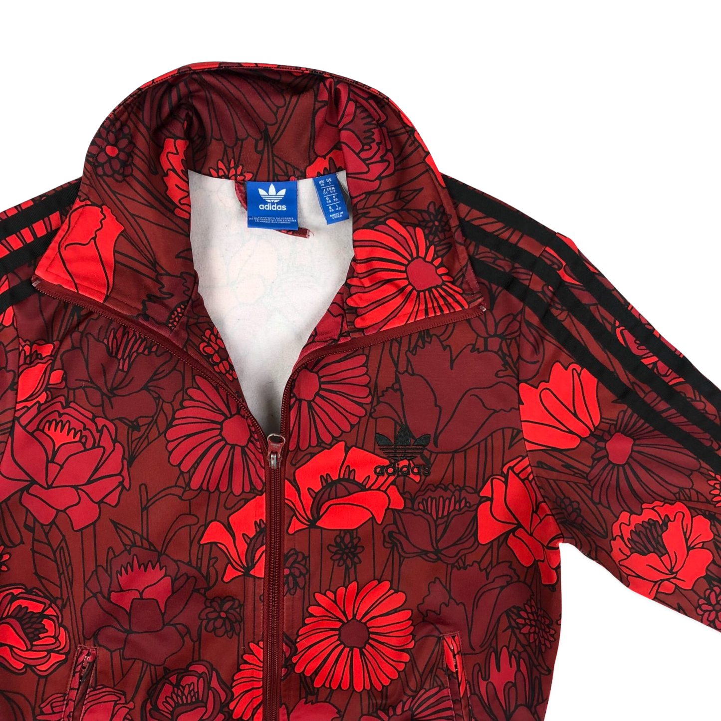 Vintage Adidas Red Floral Track Jacket 10