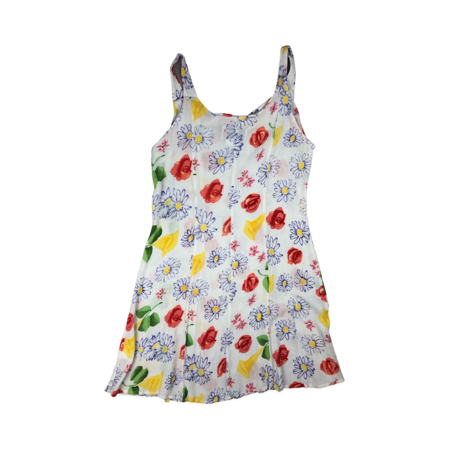 Vintage 80s 90s Floral Print Sleeveless Dress 12-14