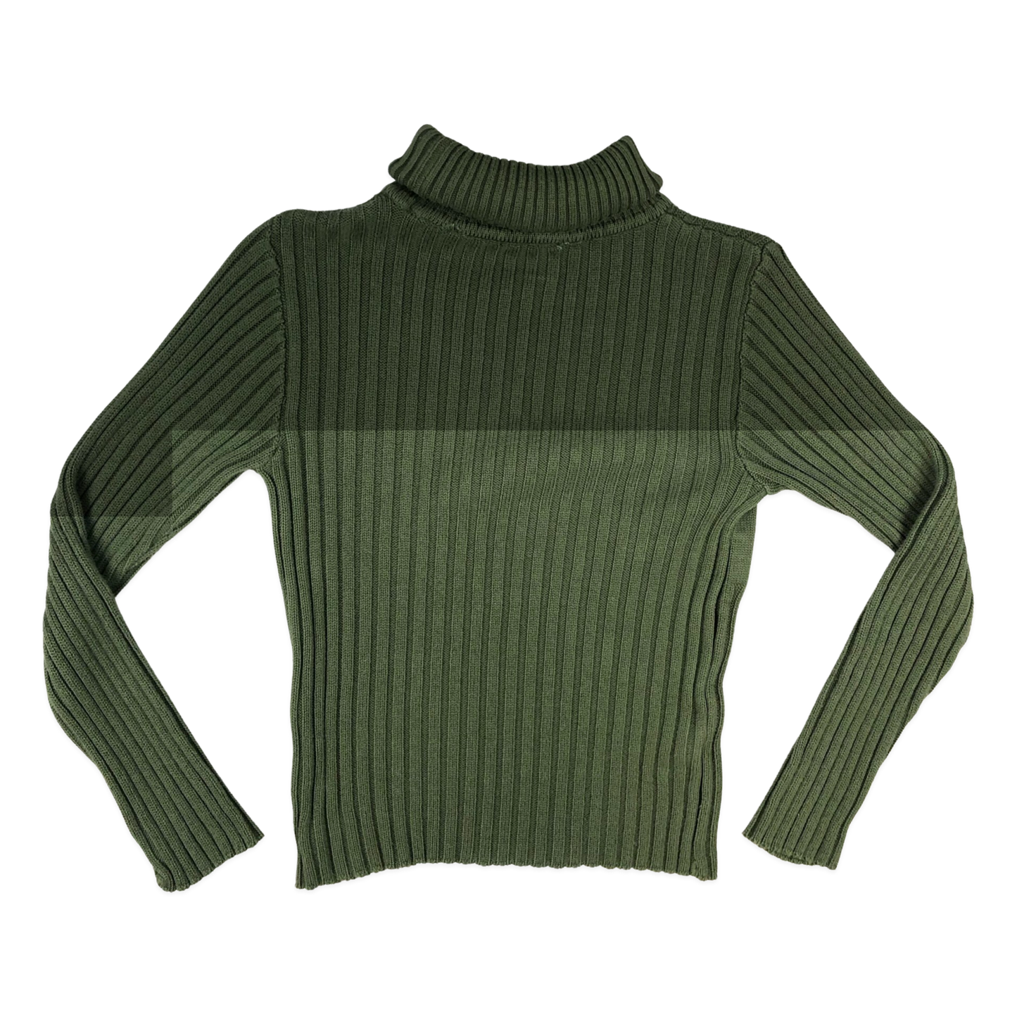 Vintage Y2K Green Ribbed Knit Turtleneck Jumper S