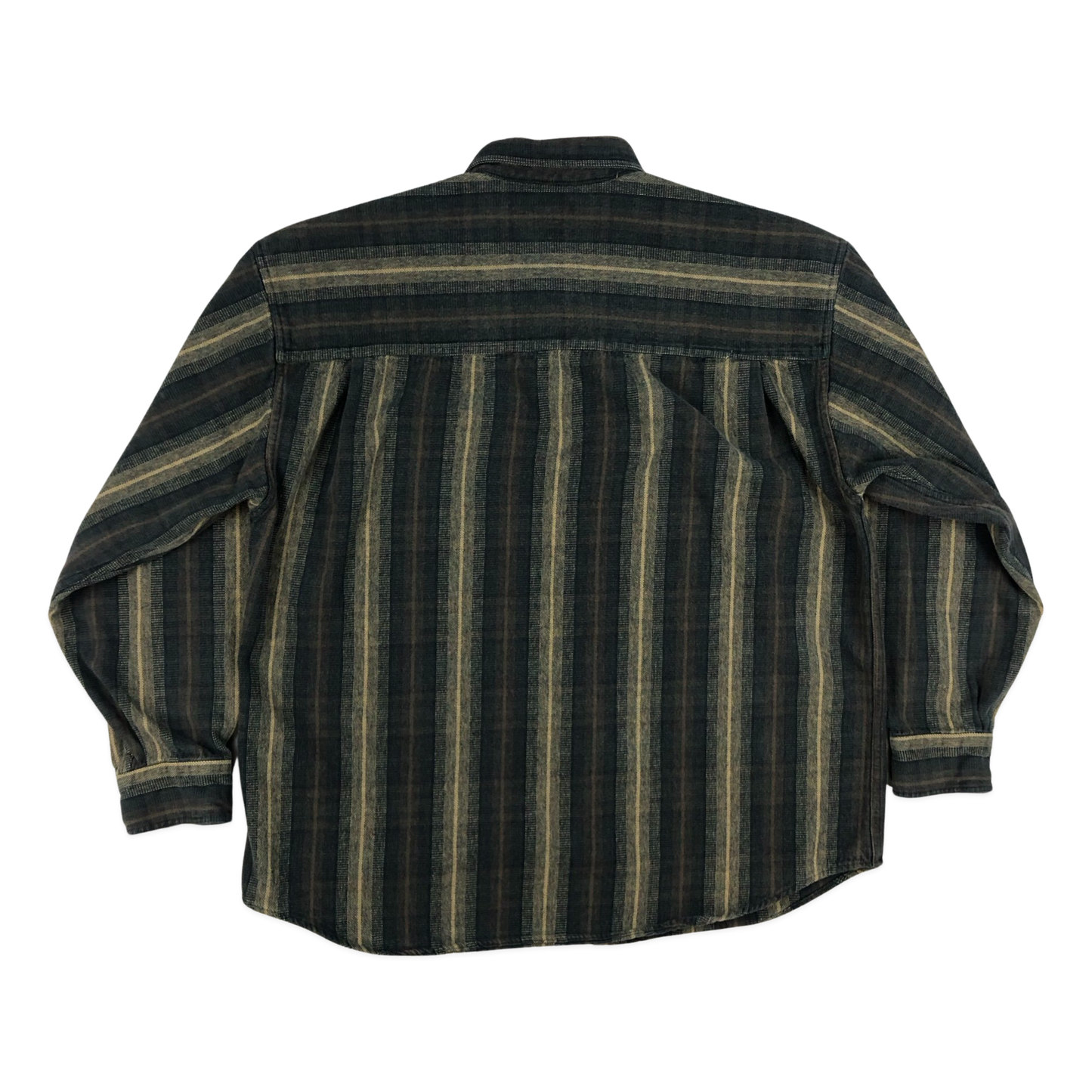 Vintage Black and Brown Striped Flannel Shirt XL
