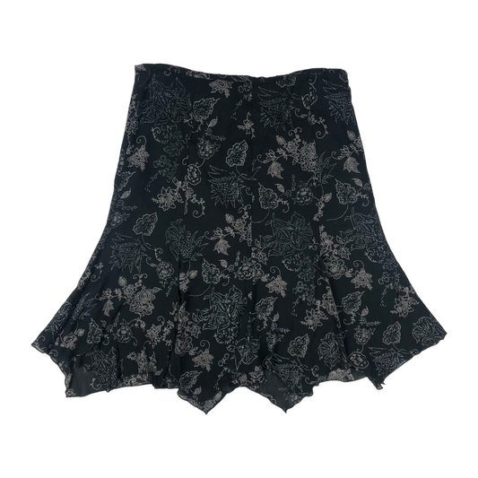 Vintage Y2K Black Floral Print Skirt 14
