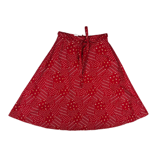 Vintage 70s Red Floral Print Skirt 8