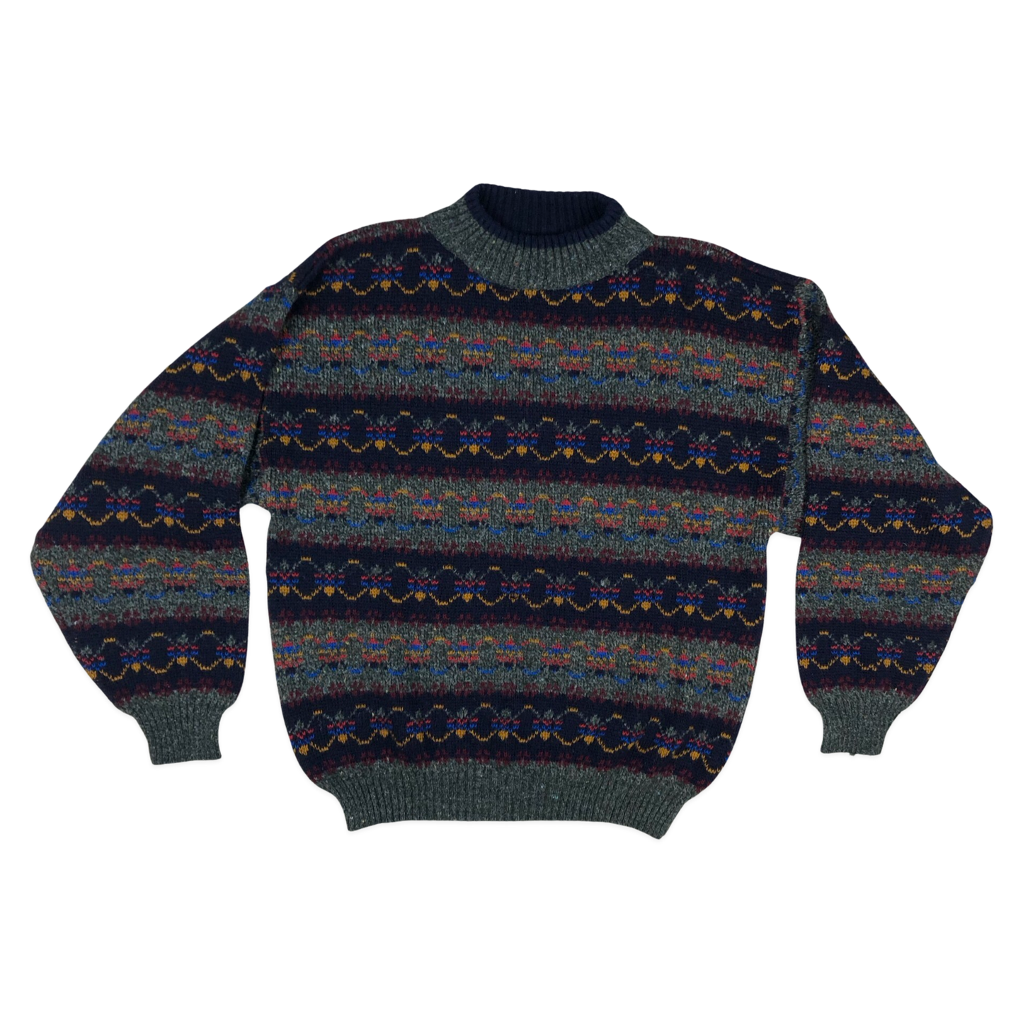 Vintage 80s Abstract Patterned Knit Jumper XL