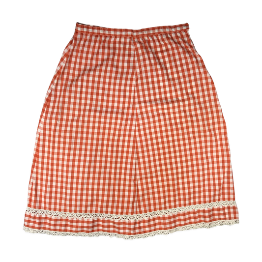 Vintage 60s 70s Red and White Gingham Checked Skirt 10