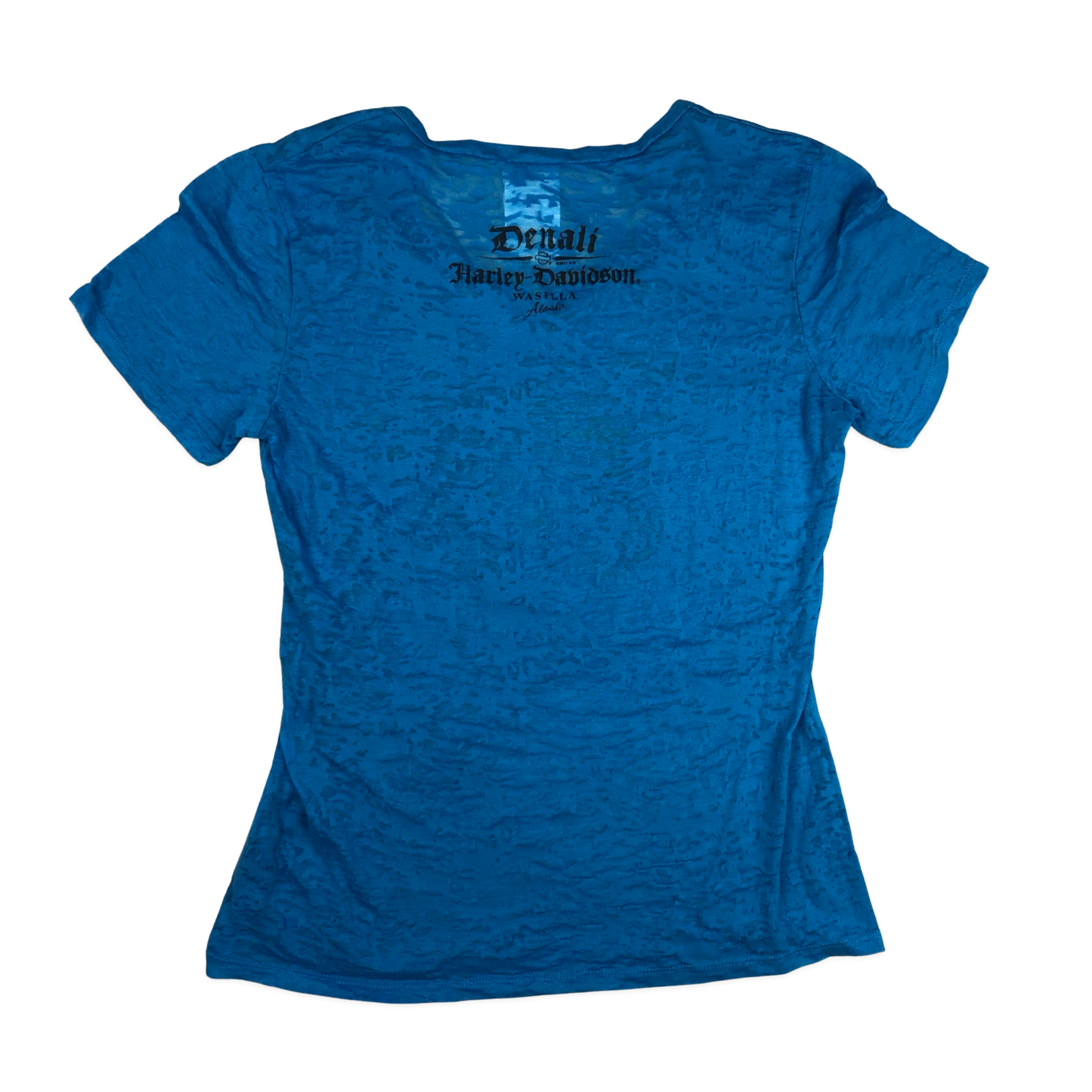 Vintage Blue Embellished Sheer Harley Davidson Top 12
